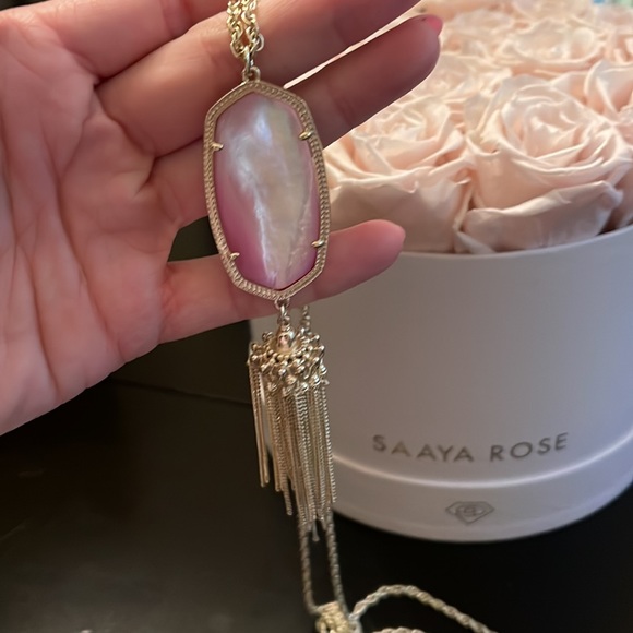 SOLD SOLD Kendra Scott Rayne fringe pink mother of pearl necklace. So stunning. - Picture 2 of 8